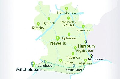 Robin bus map for Newent zone , Gloucestershire