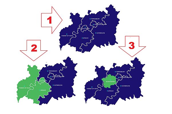 Three maps illustrating the options