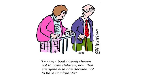 Cartoon of two old people